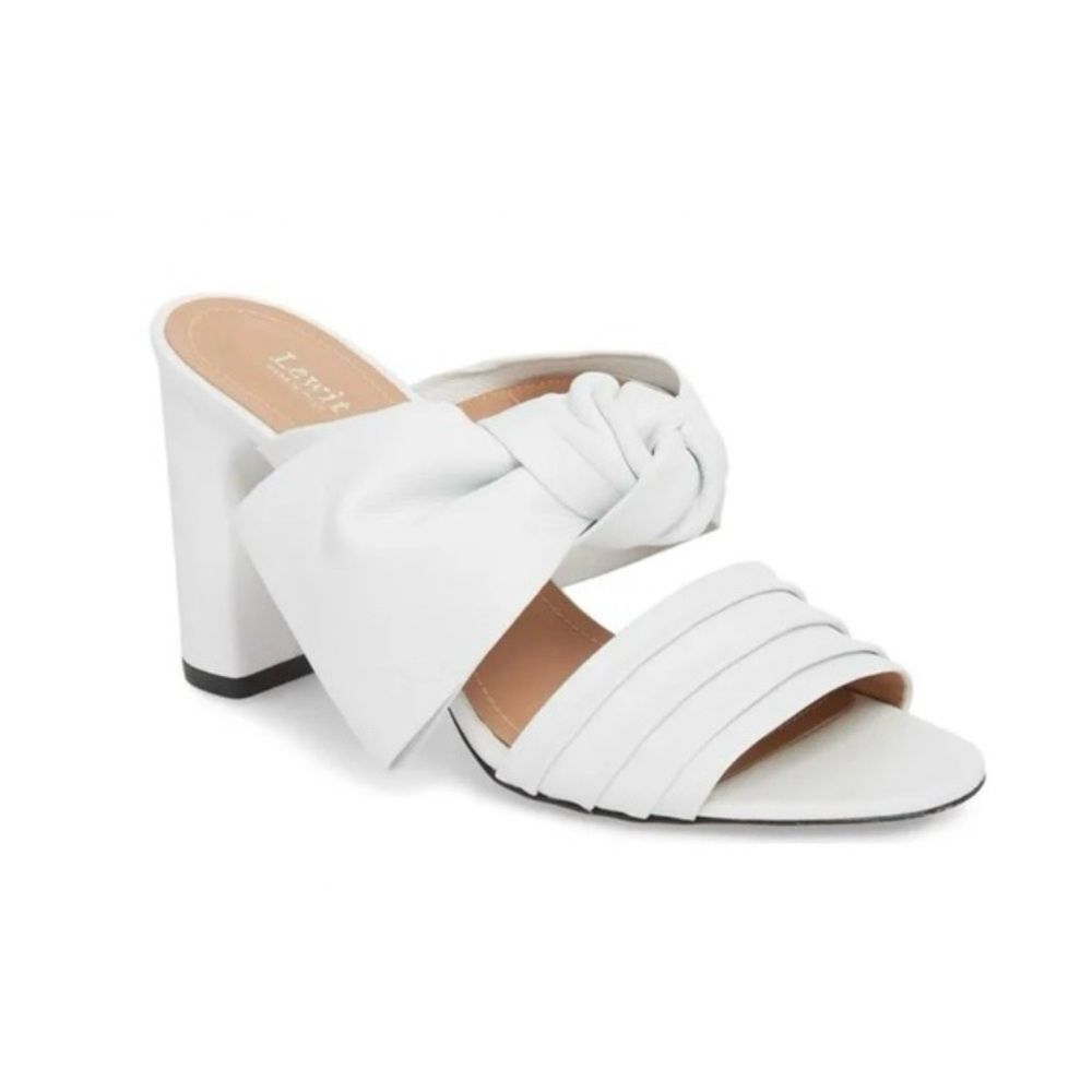 Lewit Rosa Knotted Leather Mule in White Size 39 8.5